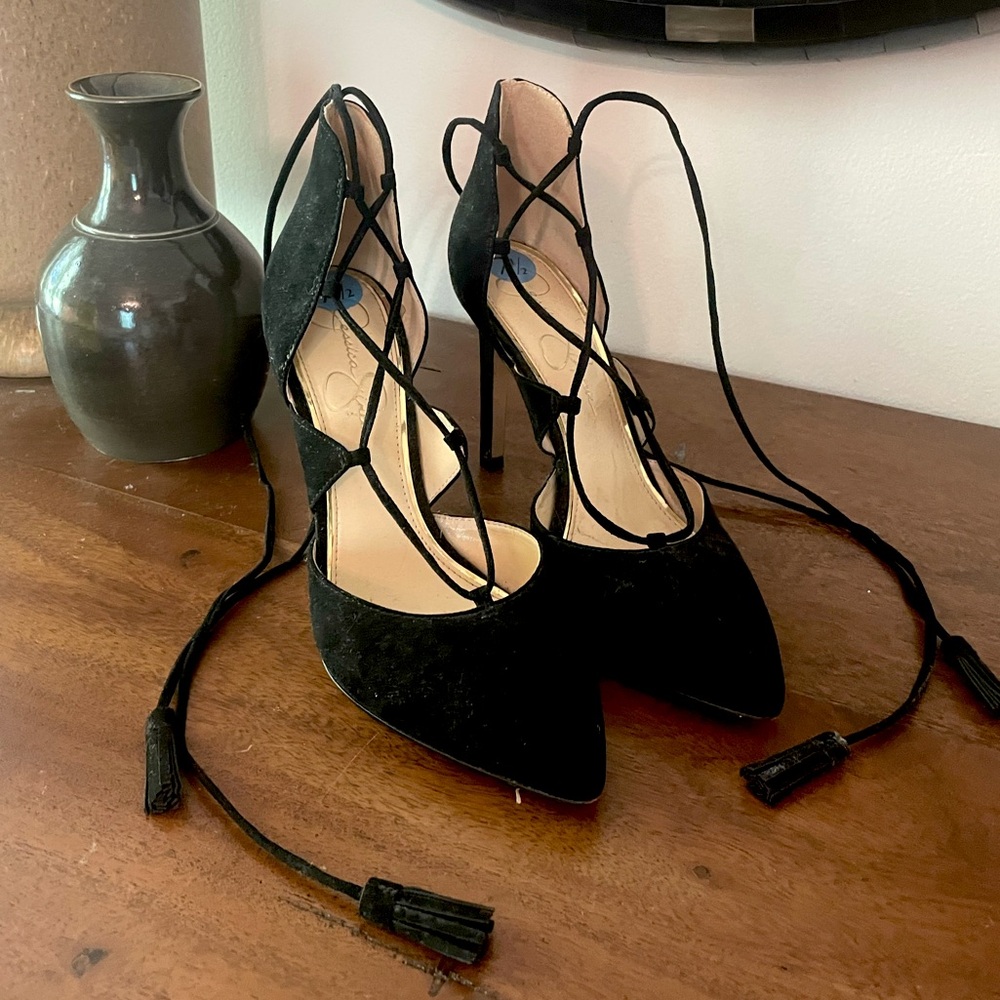 Jessica Simpson Lace Up Pointed Toe Heels
